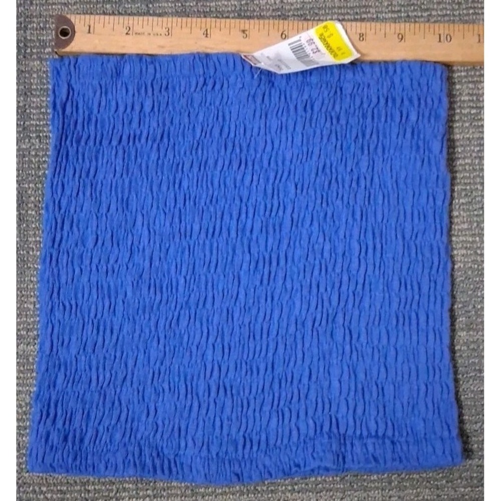 Vtg Womens Strapless‎ Bandeau Tube Top Smocked Cropped Blue One Size 1980's NOS